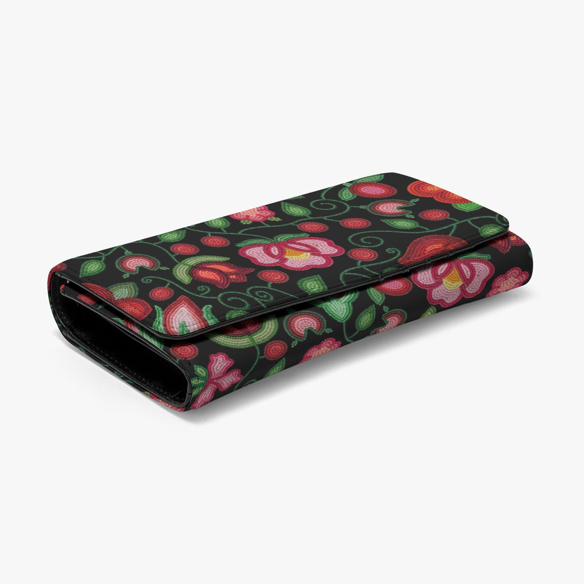 Rose Reverie Black Foldable Wallet