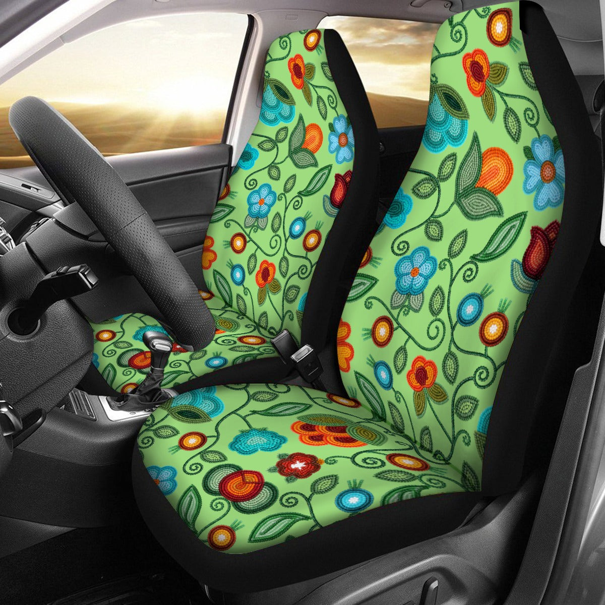 Prairie Fire Petals Sage Universal Car Seat Cover With Thickened Back