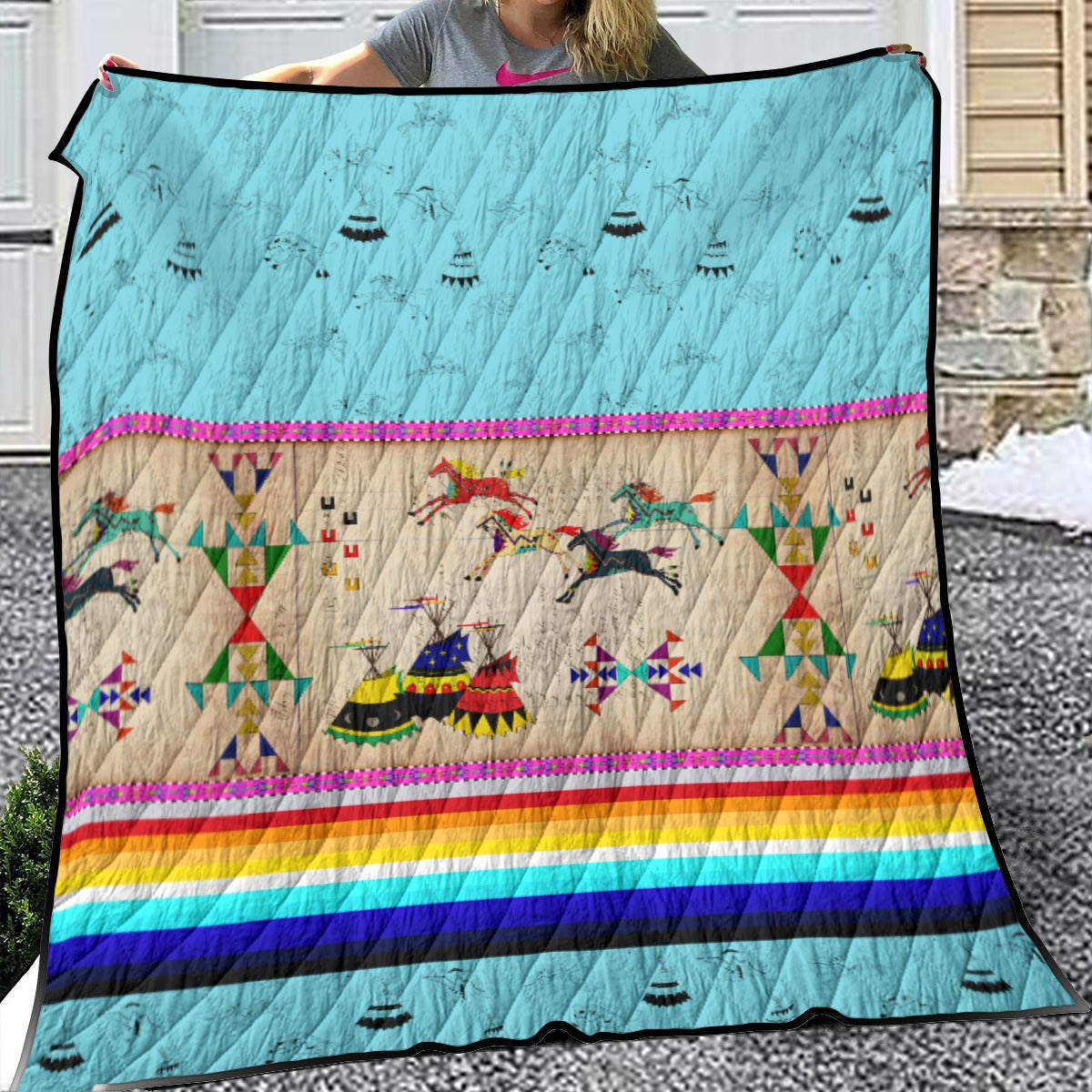 Horses Running Sky 2 Lightweight & Breathable Quilt With Edge-wrapping Strips