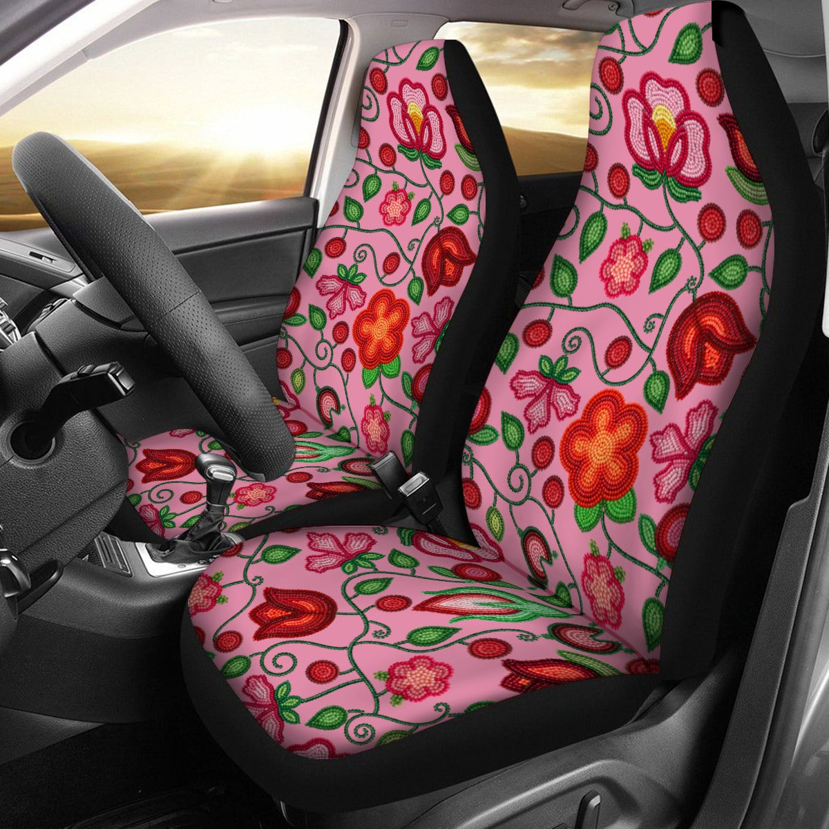 Rose Reverie Pink Universal Car Seat Cover With Thickened Back