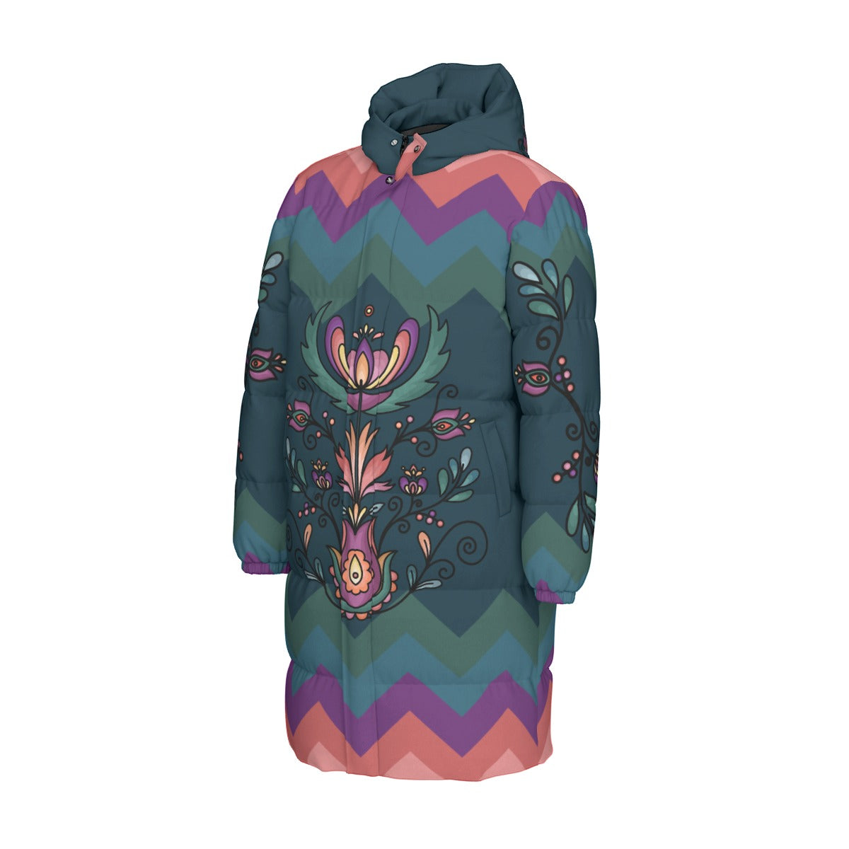 Cedar Wind Bloom Unisex Long Down Jacket