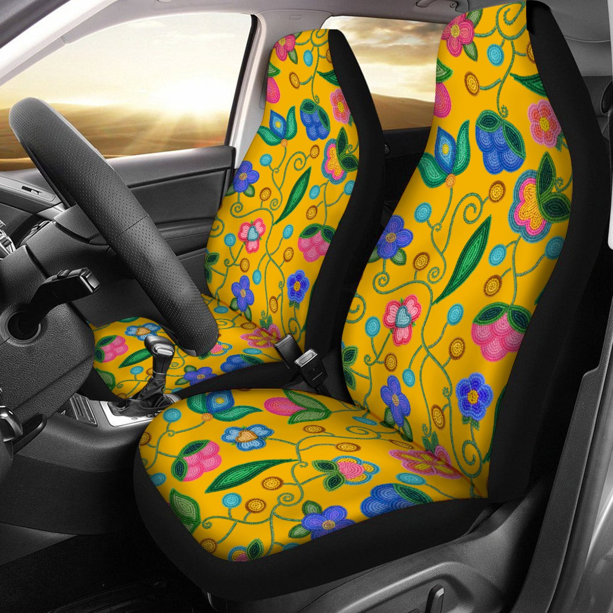 Skyberry Serenade Yellow Universal Car Seat Cover With Thickened Back