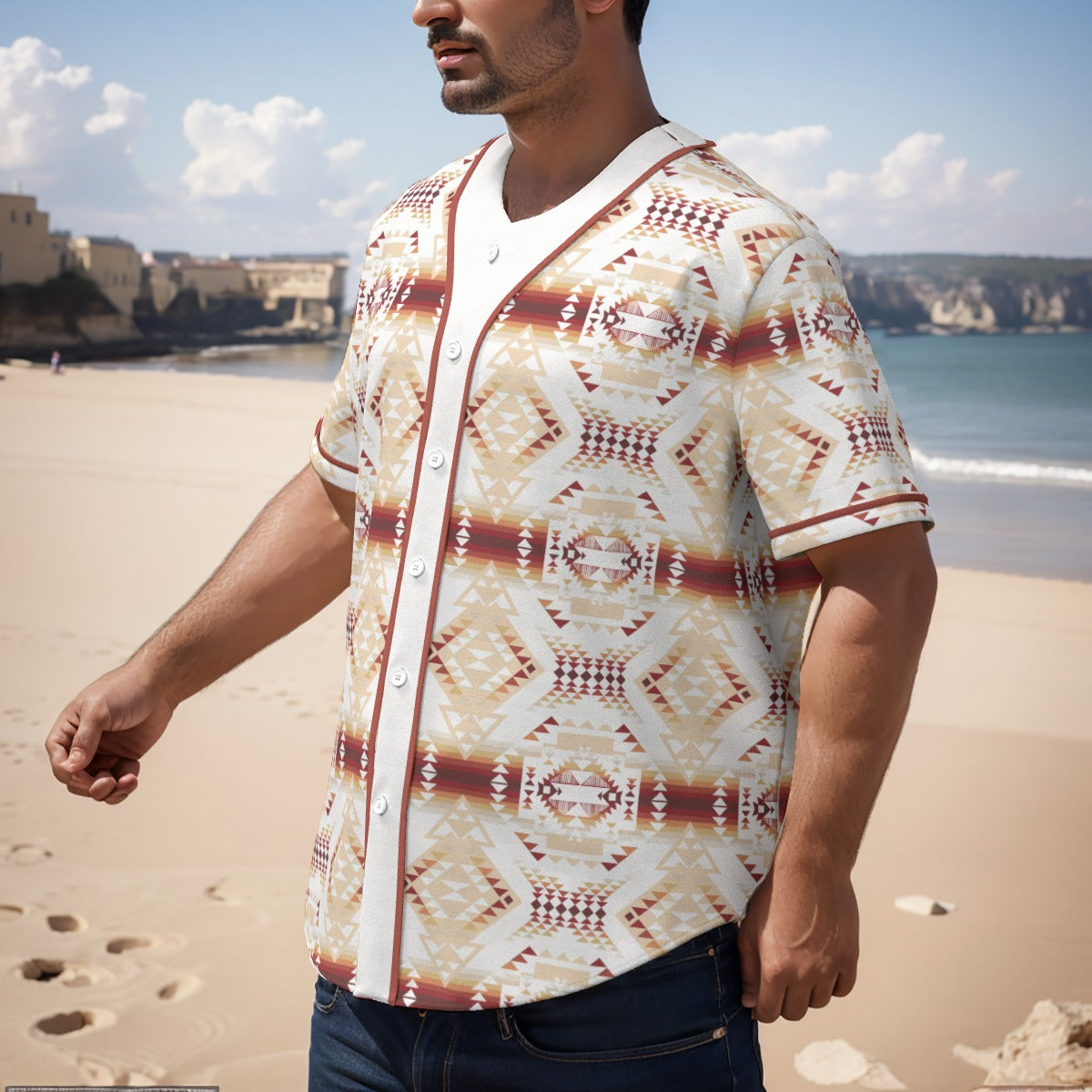 Gathering Clay Men's Short Sleeve Baseball Jersey With Pinstripes