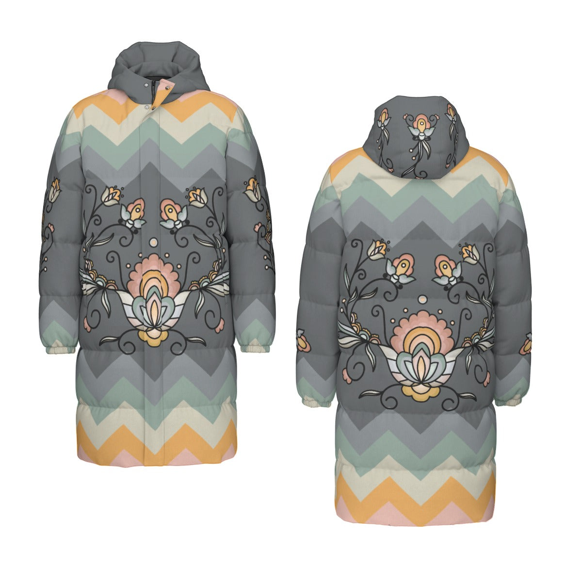 Falling Leaf Rising Bloom Unisex Long Down Jacket