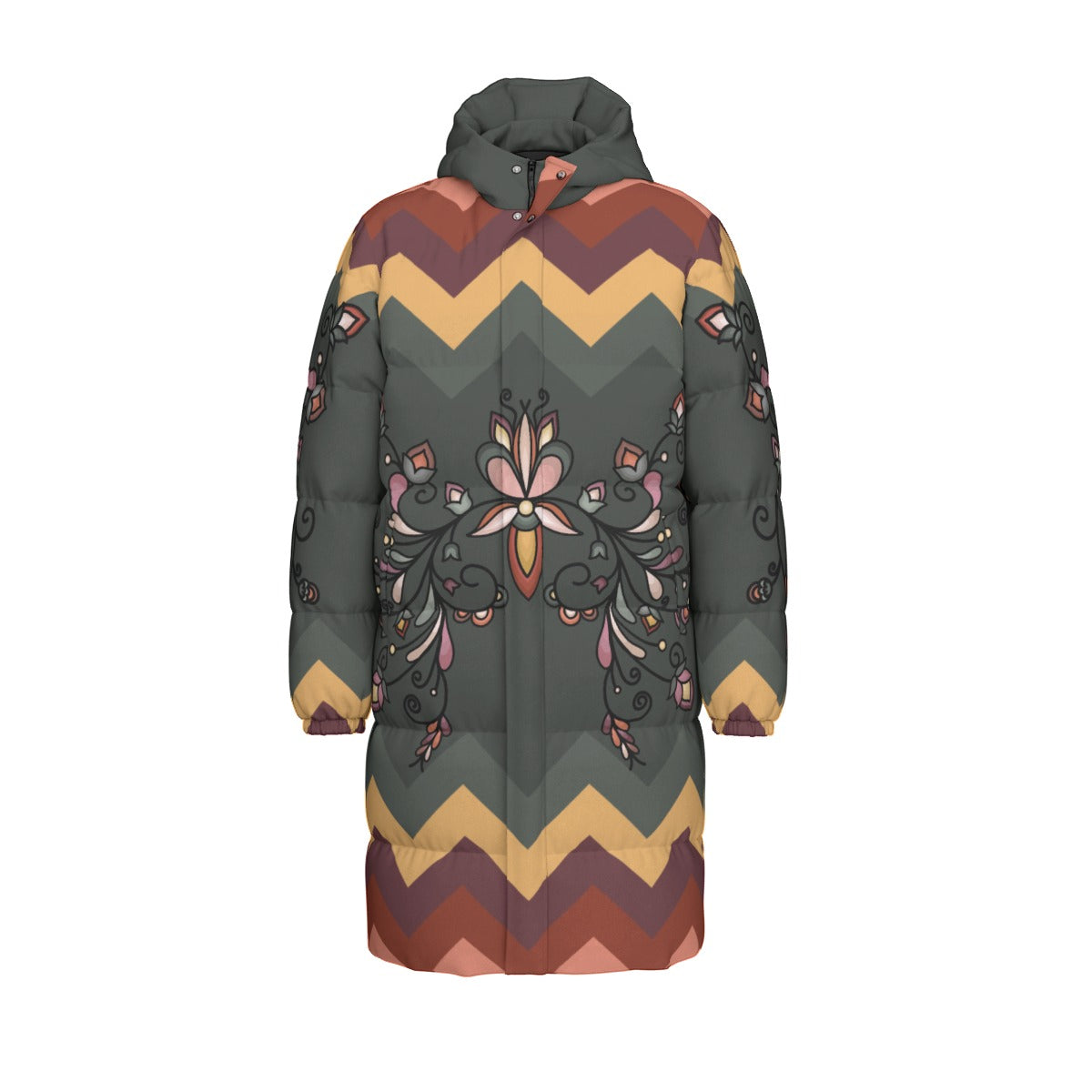 Burn Sky Petals Unisex Long Down Jacket