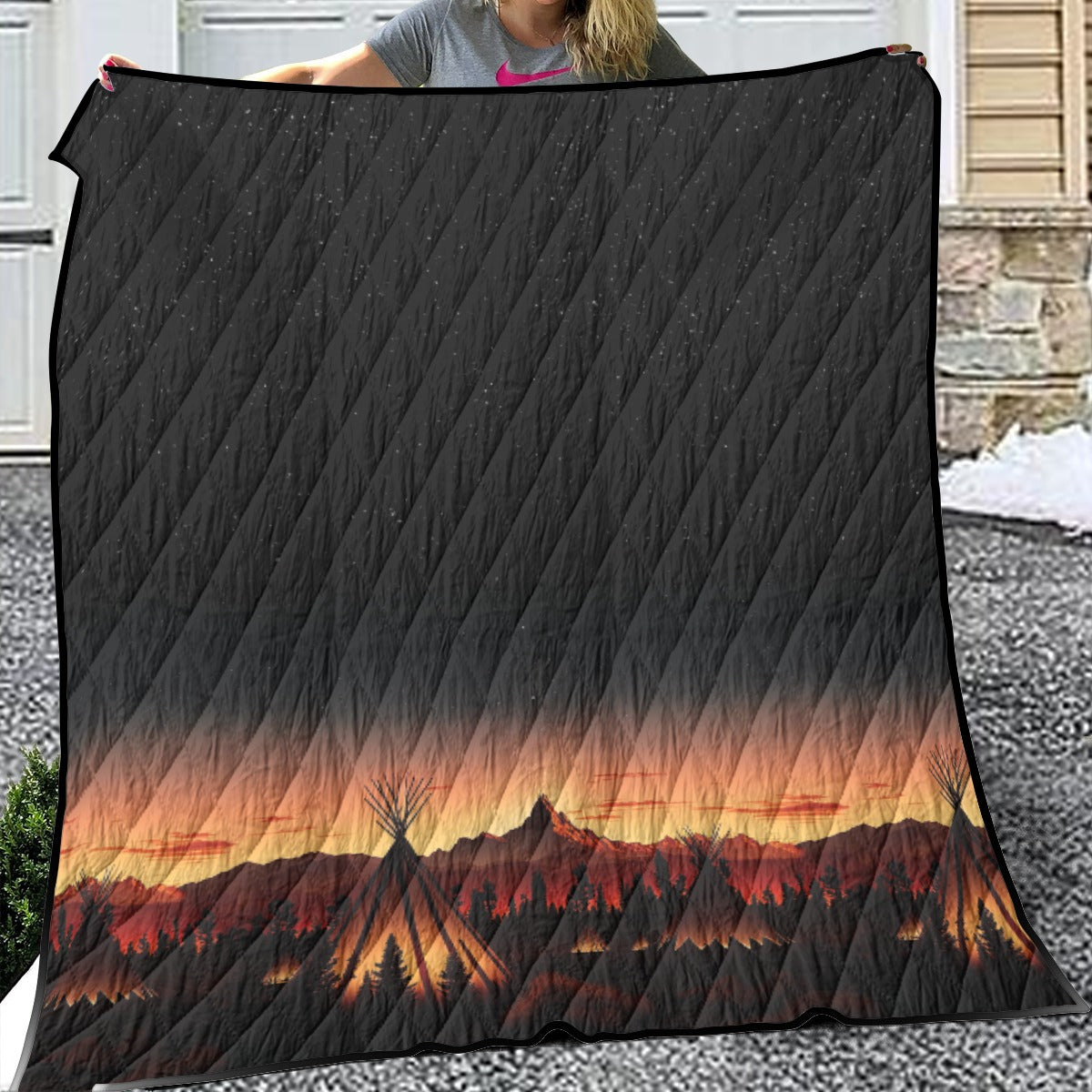Sunset Tipis 1 Lightweight & Breathable Quilt With Edge-wrapping Strips