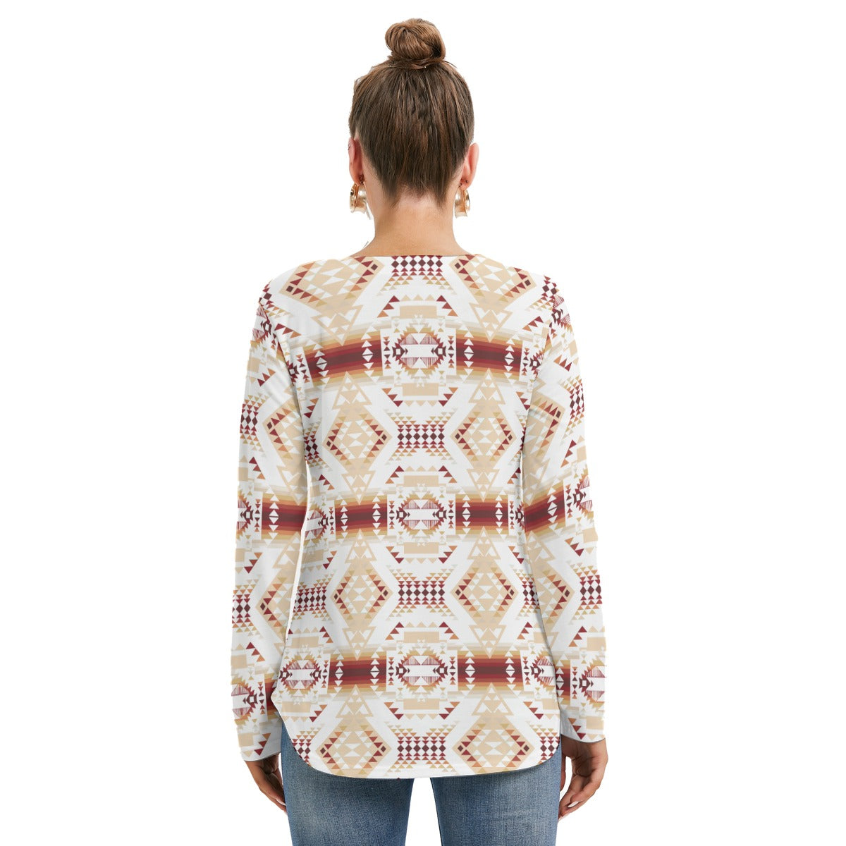 Gathering Clay Women's Long Sleeve Neckline Tie Sweatshirt