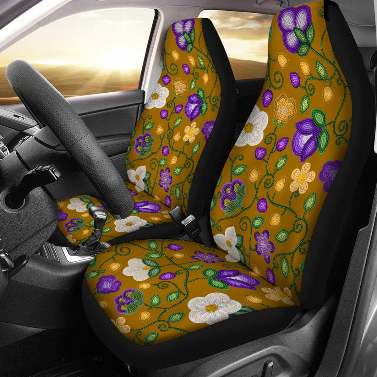 Midnight Moss Bloom Toffee Universal Car Seat Cover With Thickened Back