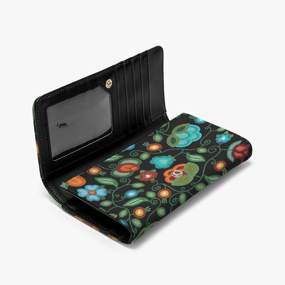 Prairie Fire Petals Black Foldable Wallet
