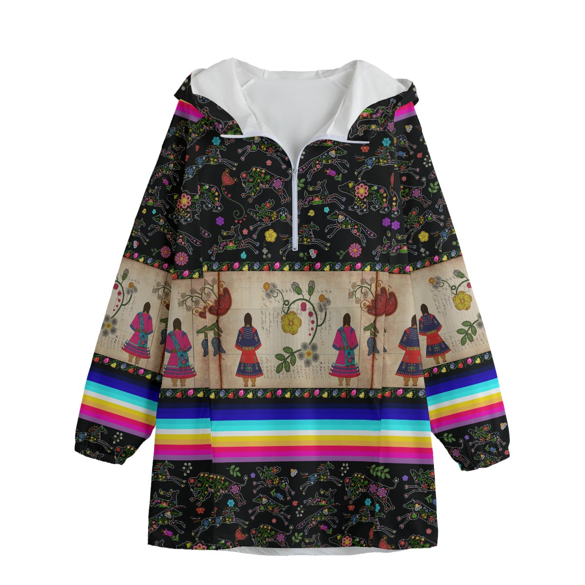 Floral Ledger Sisters Unisex Windbreaker Long Jacket