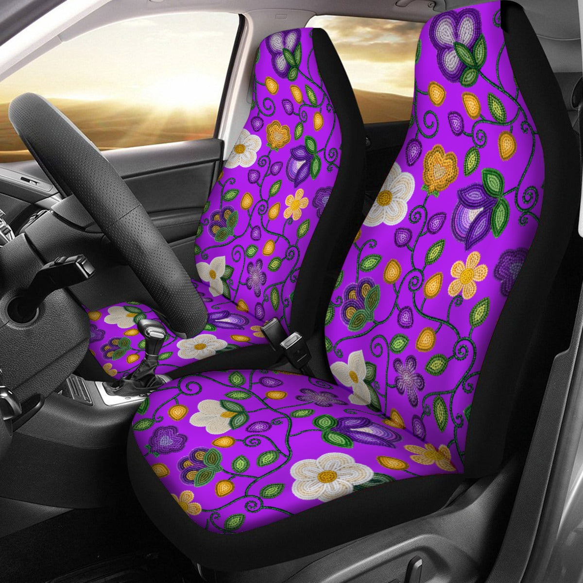 Midnight Moss Bloom Purple Universal Car Seat Cover With Thickened Back
