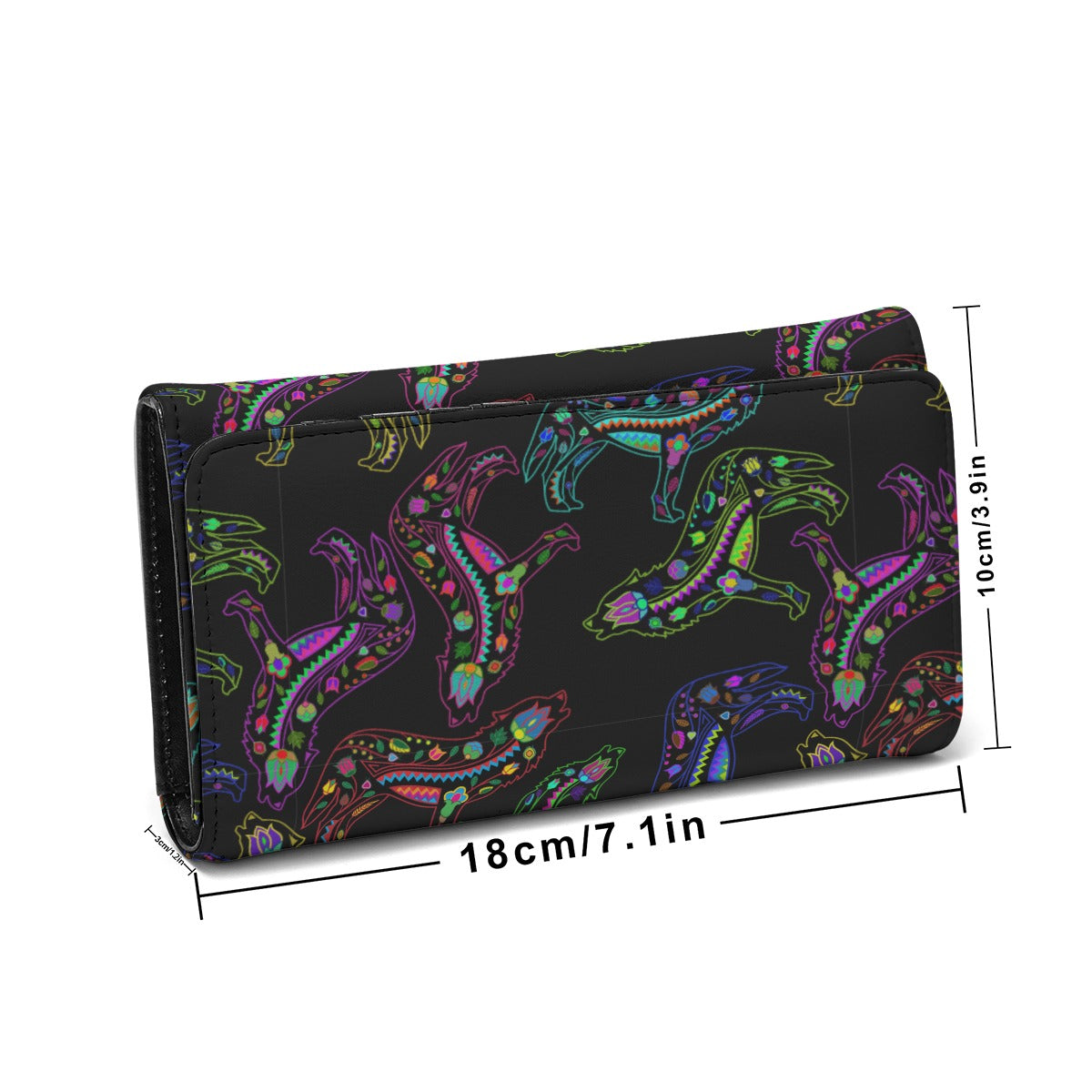 Neon Floral Wolves Foldable Wallet