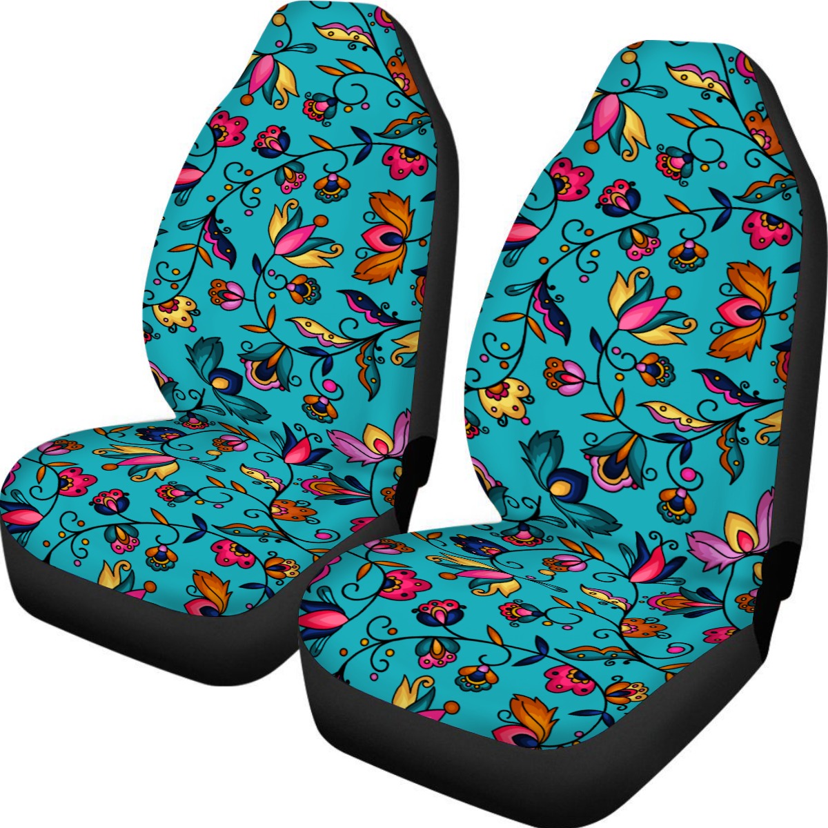 Copper Prairie Petals Turquoise Universal Car Seat Cover With Thickened Back
