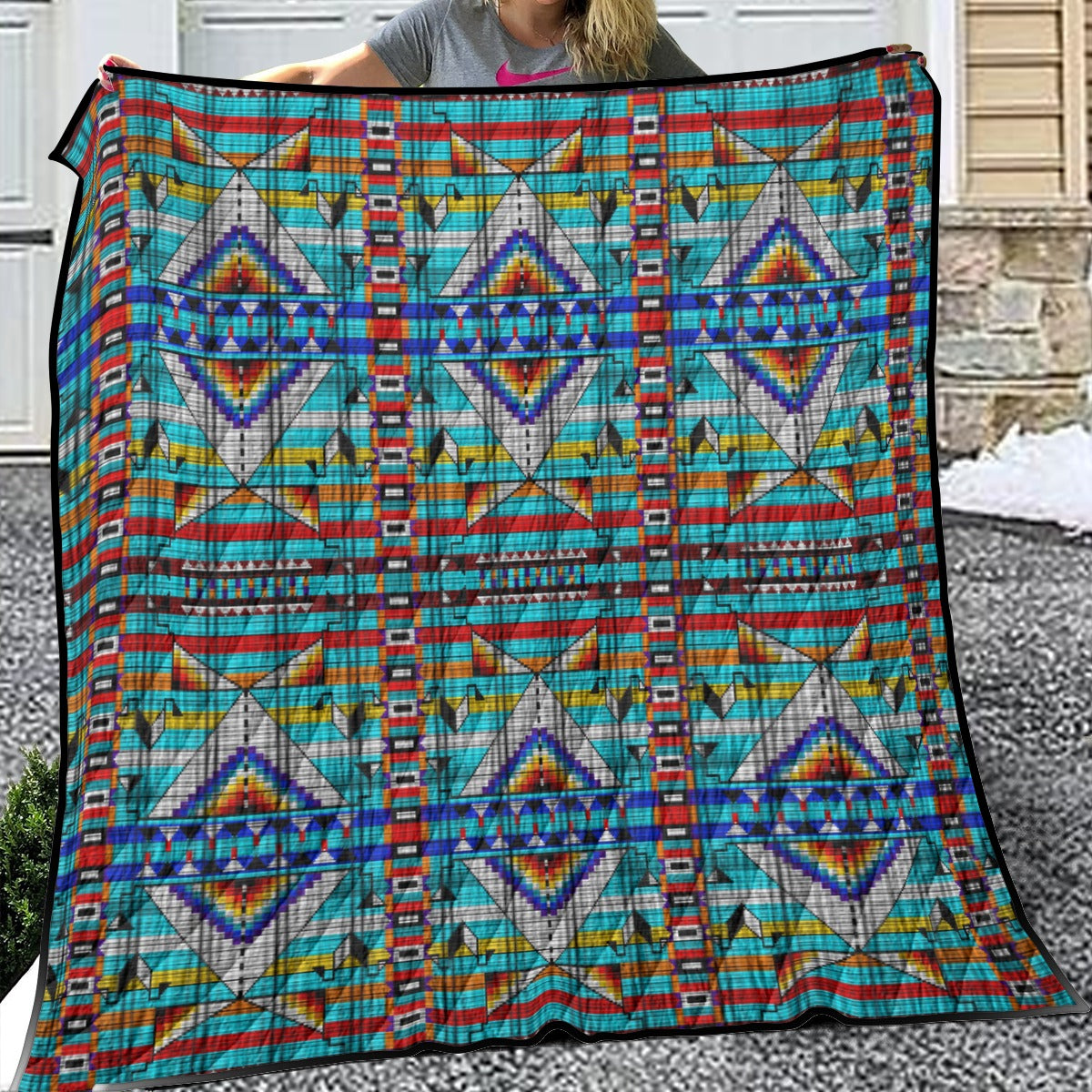Medicine Blessing Turquoise Lightweight & Breathable Quilt With Edge-wrapping Strips