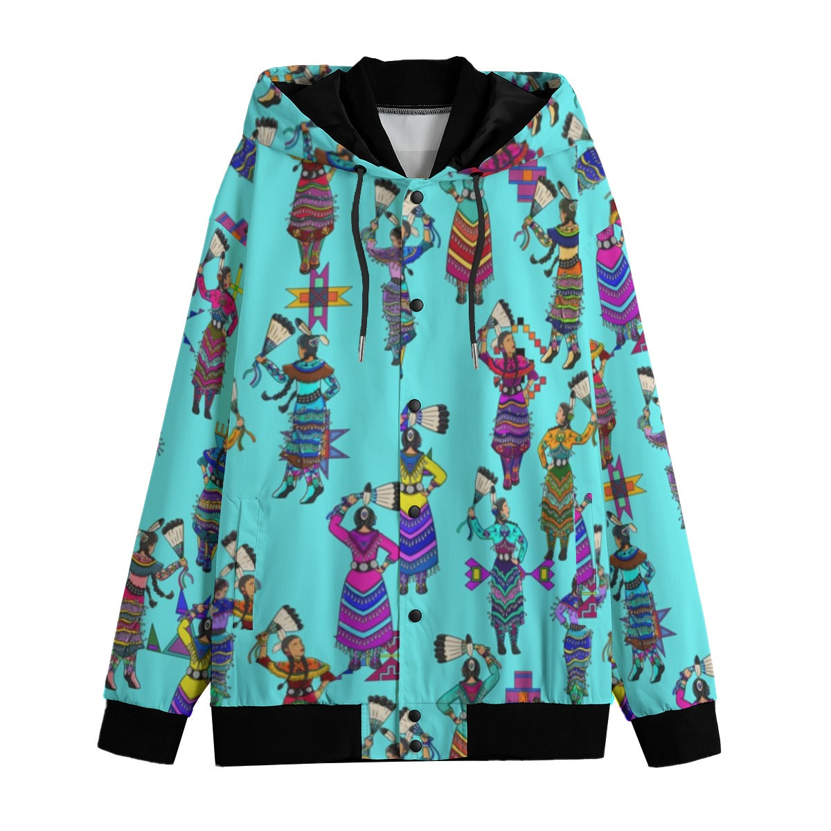 Women's Jingle Dancers Turquoise Men's Varsity Jacket