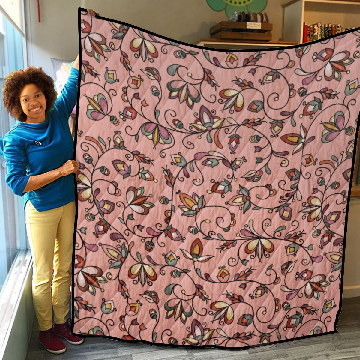 Burnt Sky Petals Peach Lightweight & Breathable Quilt With Edge-wrapping Strips