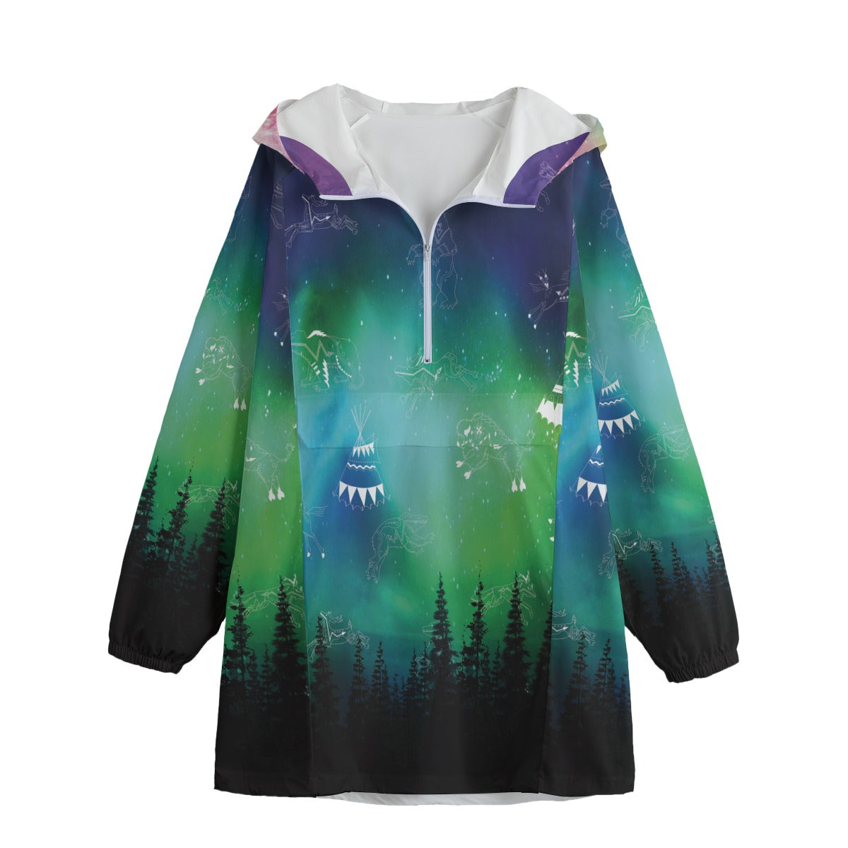 Aurora Medicine Animals Unisex Windbreaker Long Jacket