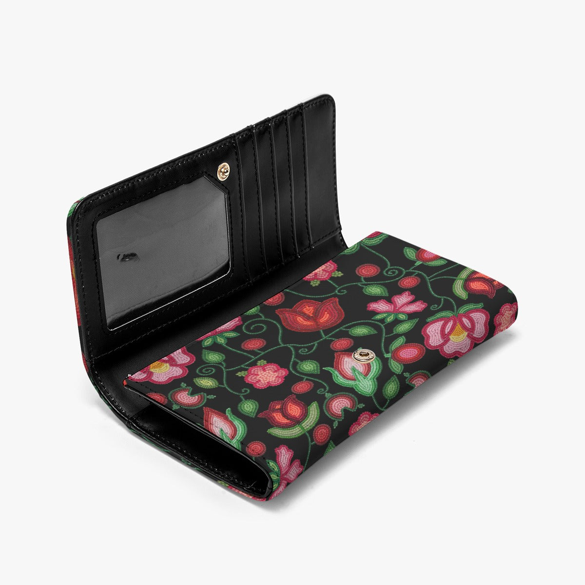 Rose Reverie Black Foldable Wallet