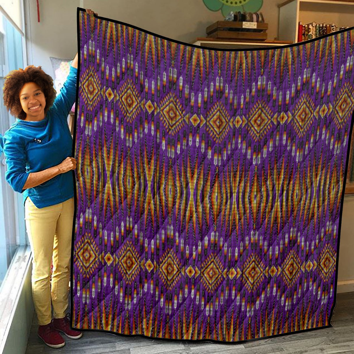 Fire Feather Purple Lightweight & Breathable Quilt With Edge-wrapping Strips