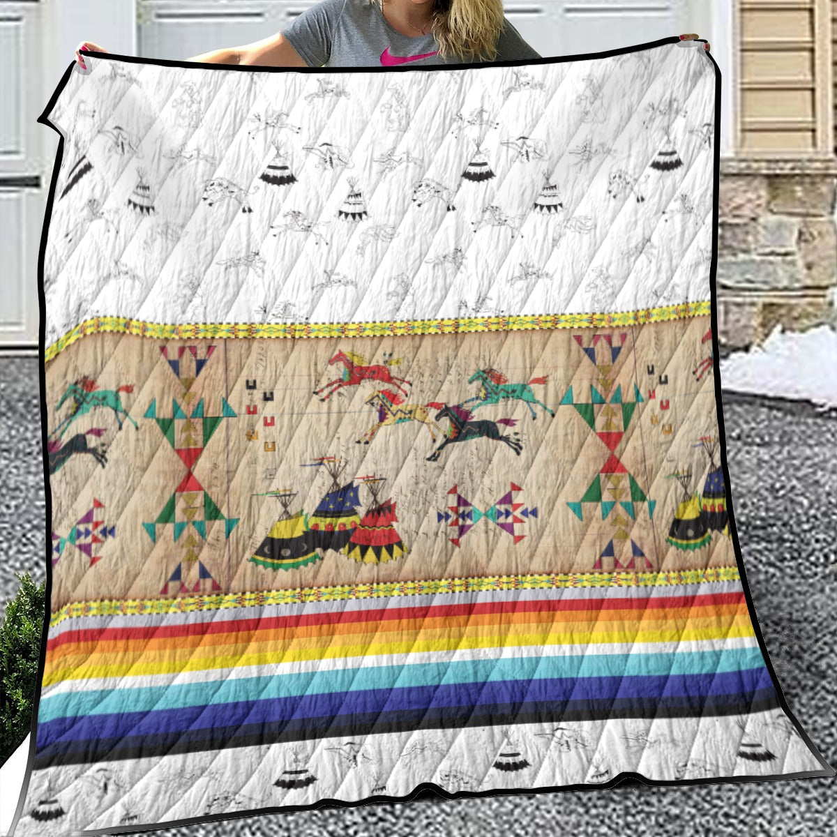 Horses Running Clay 2 Lightweight & Breathable Quilt With Edge-wrapping Strips
