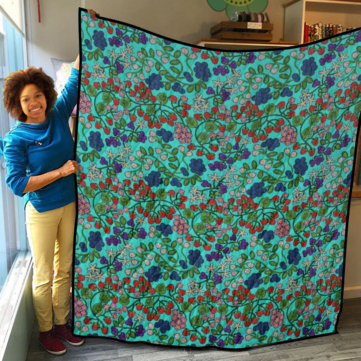 Takwakin Harvest Turquoise Lightweight & Breathable Quilt With Edge-wrapping Strips