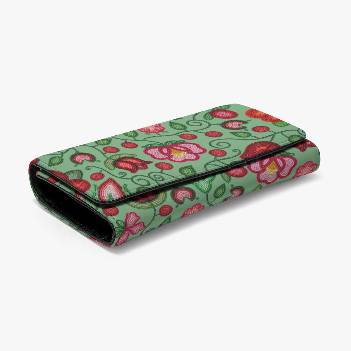 Rose Reverie Green Foldable Wallet
