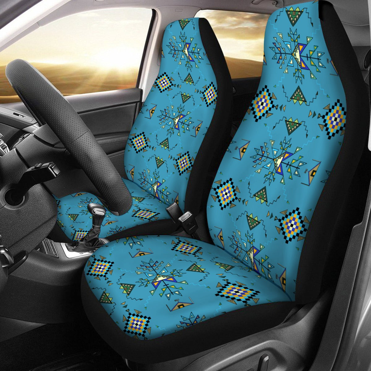 Bear Shield Blue Universal Car Seat Cover With Thickened Back