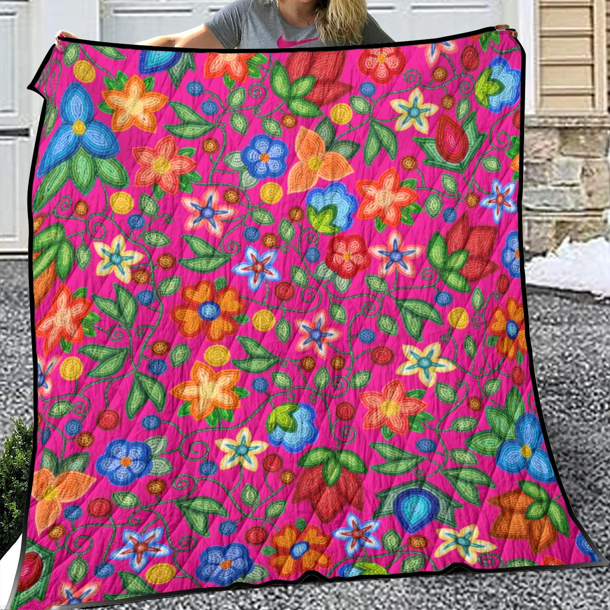Morning Harmony Pink Lightweight & Breathable Quilt With Edge-wrapping Strips