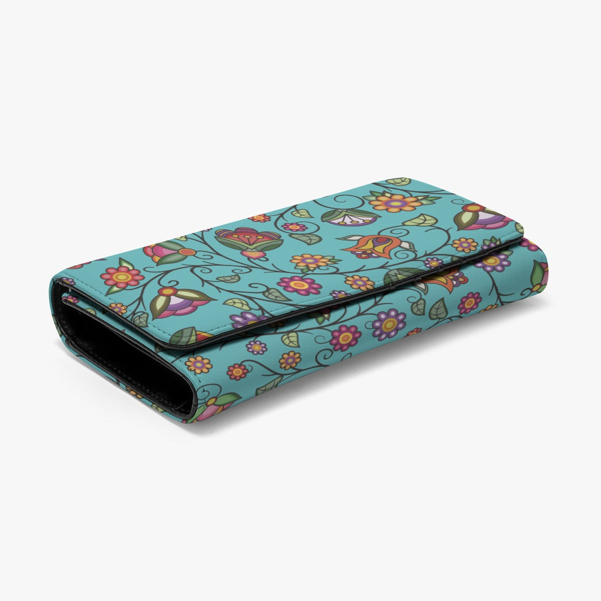 Heartbeat Petals Turquoise Foldable Wallet