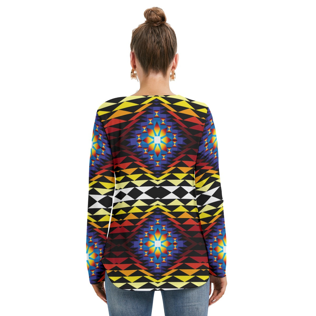 Sunset Blanket Women's Long Sleeve Neckline Tie Sweatshirt