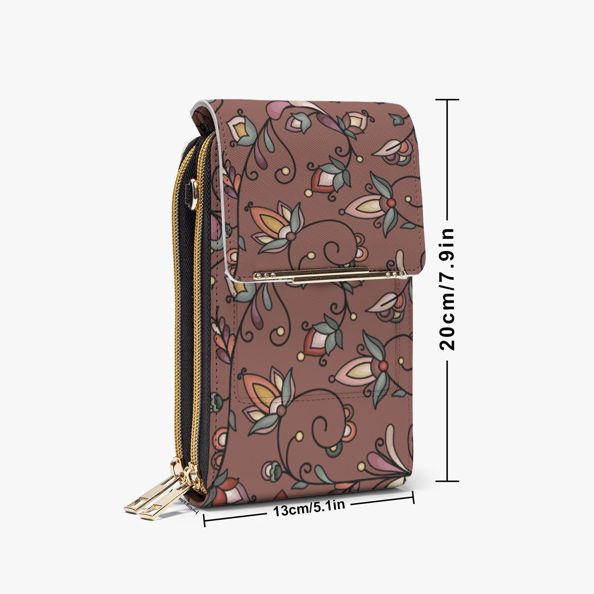 Burnt Sky Petals Brown Mobile Phone Chest Bag