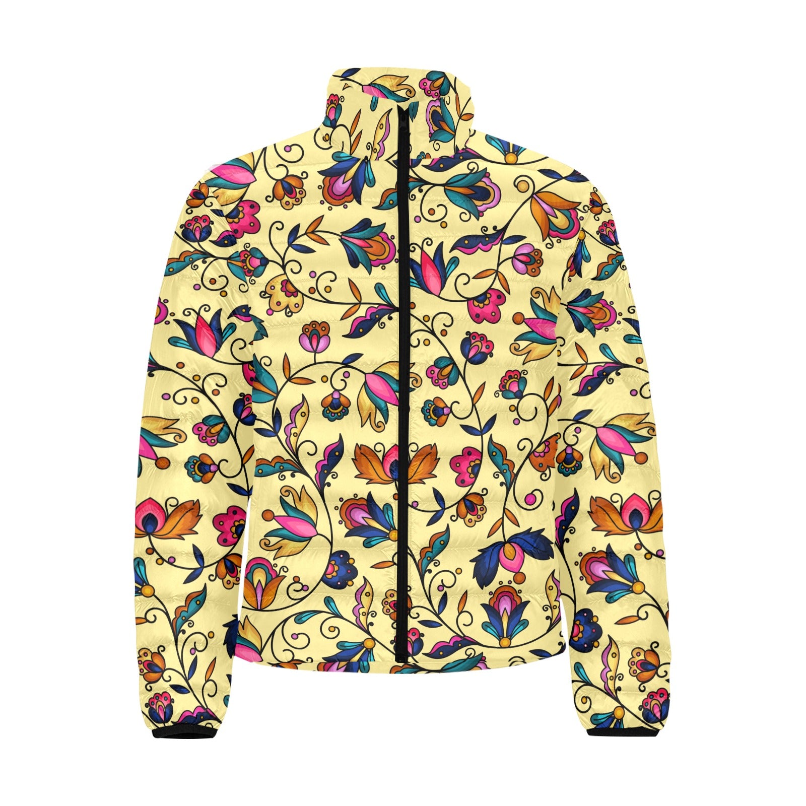 Copper Prairie Petals Yellow Men's Padded Jacket