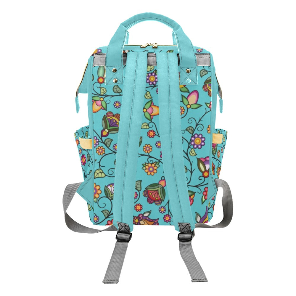 Heartbeat Petals Turquoise Multi-Function Diaper Backpack/Diaper Bag