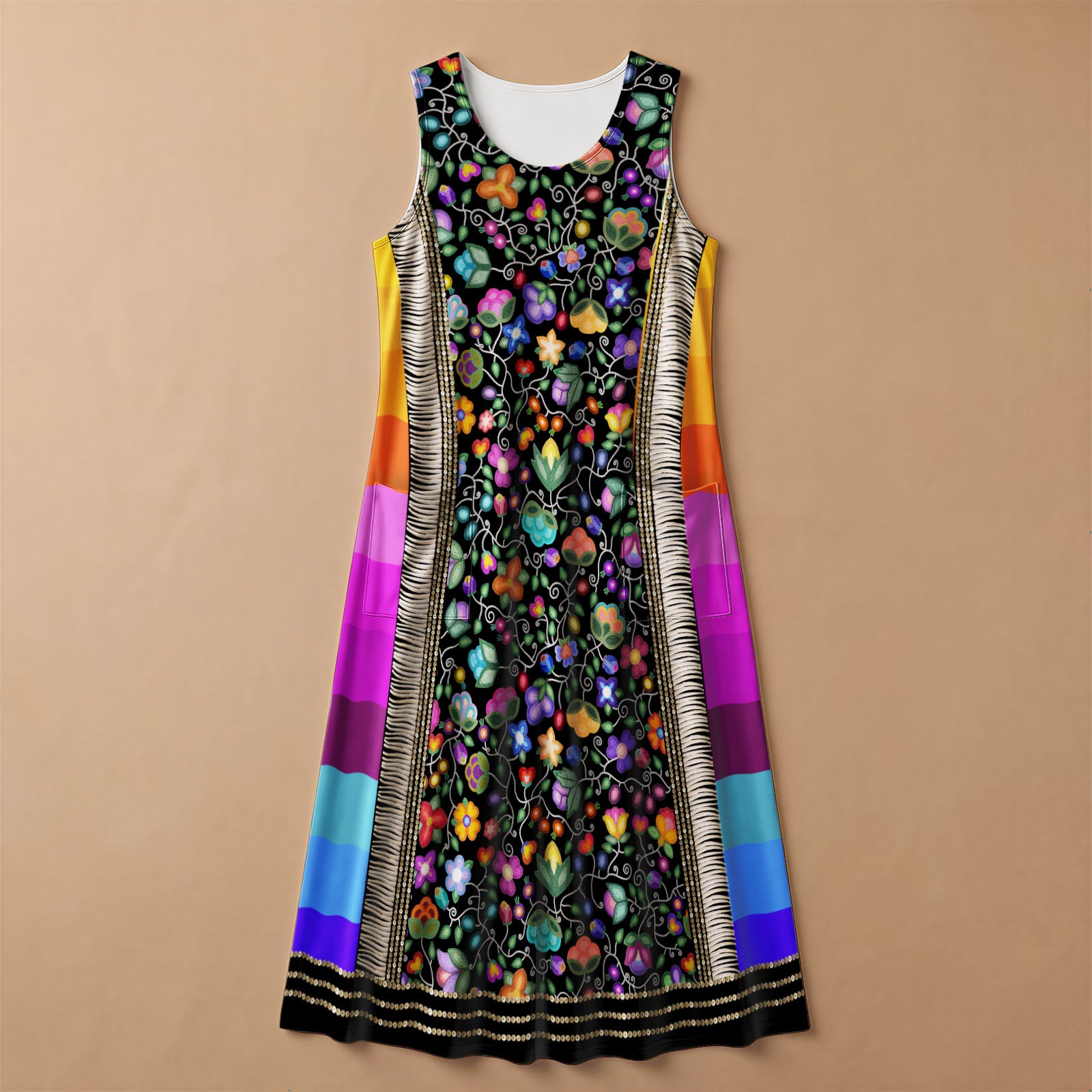 Beaded Offering Black 1 Women's Sleeveless Long Dress