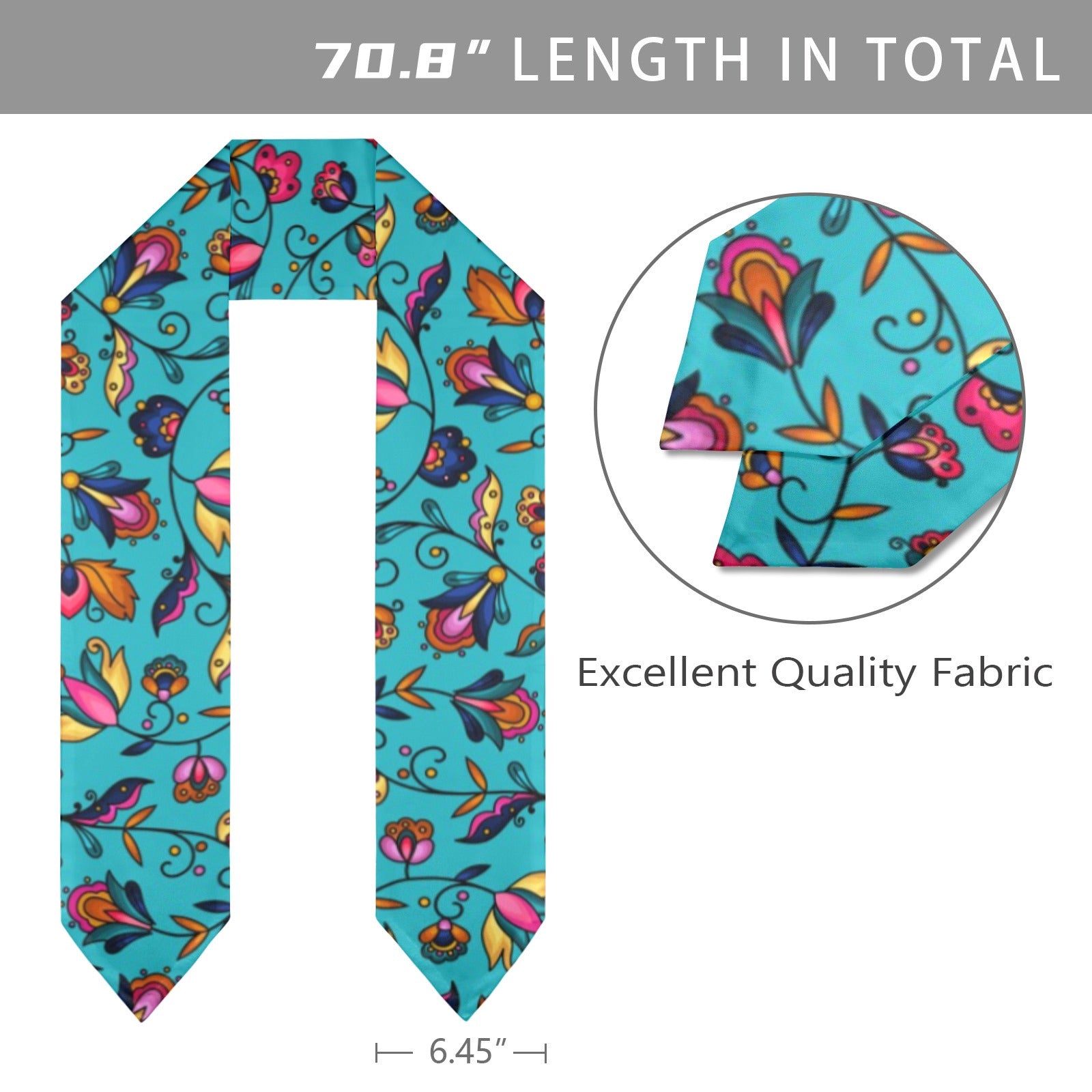 Copper Prairie Petals Turquoise Graduation Stole