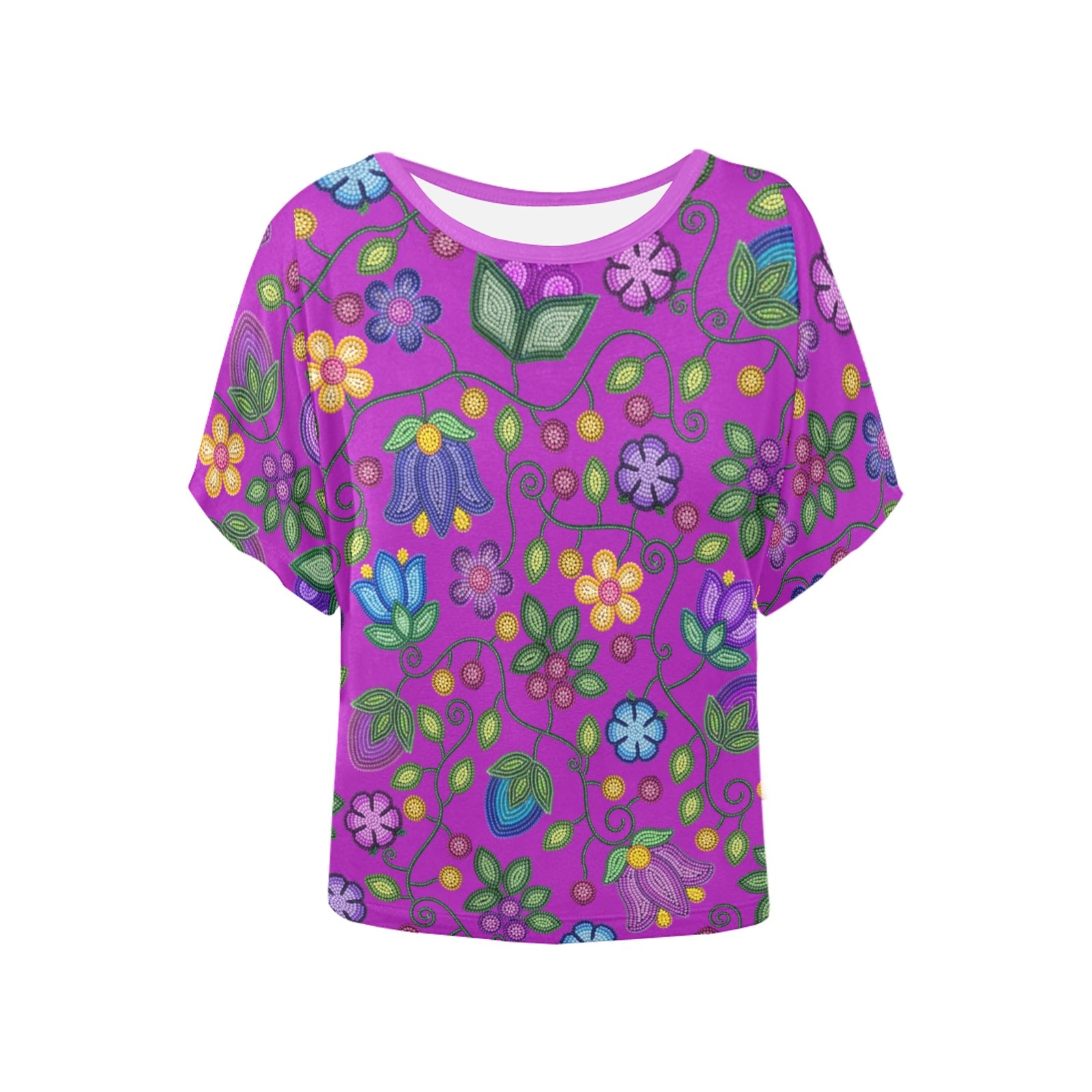 Bloom Uplift Purple Women's Batwing-Sleeved Blouse T-shirt