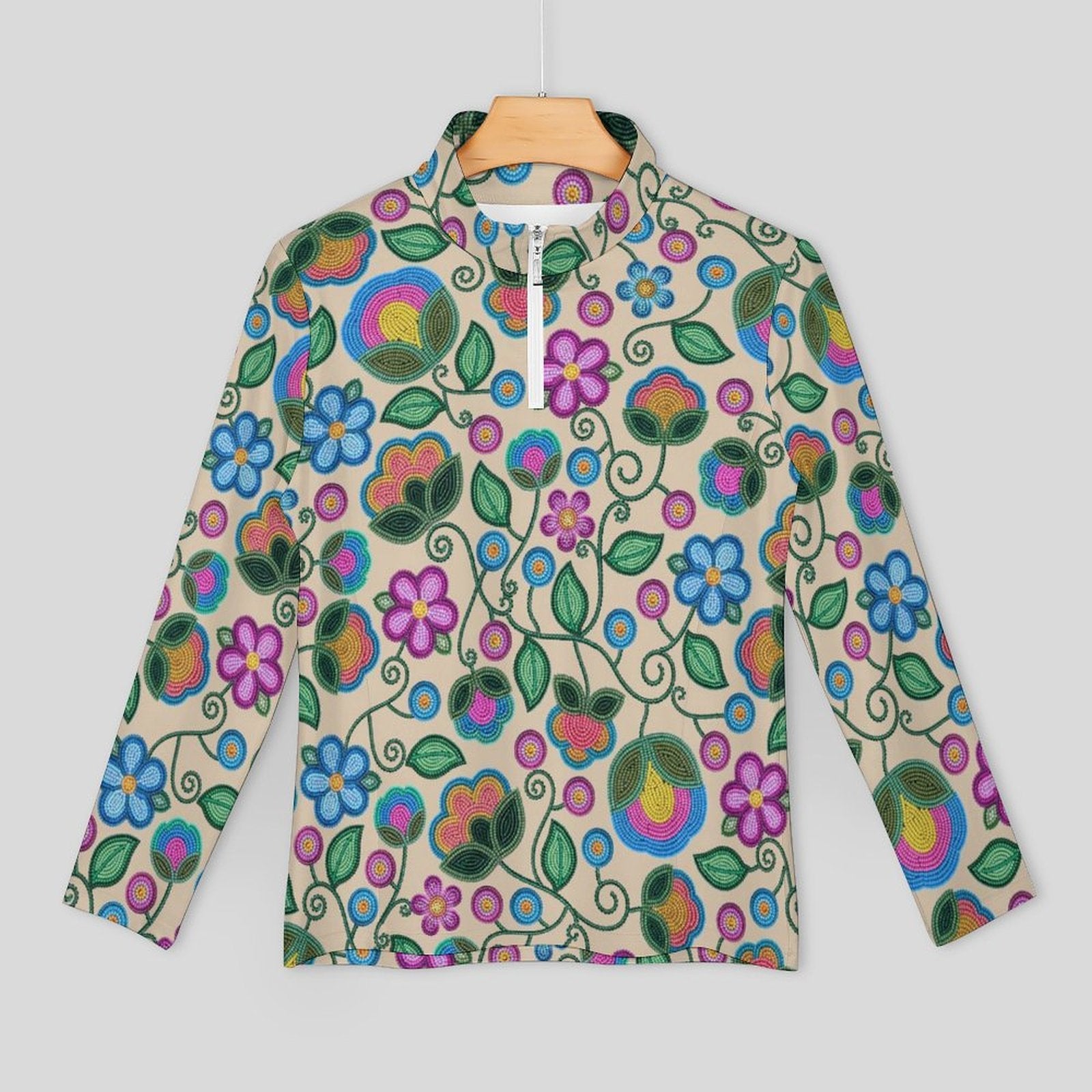 Turquoise Sunbeam Cream Long Sleeve Yoga Shirt