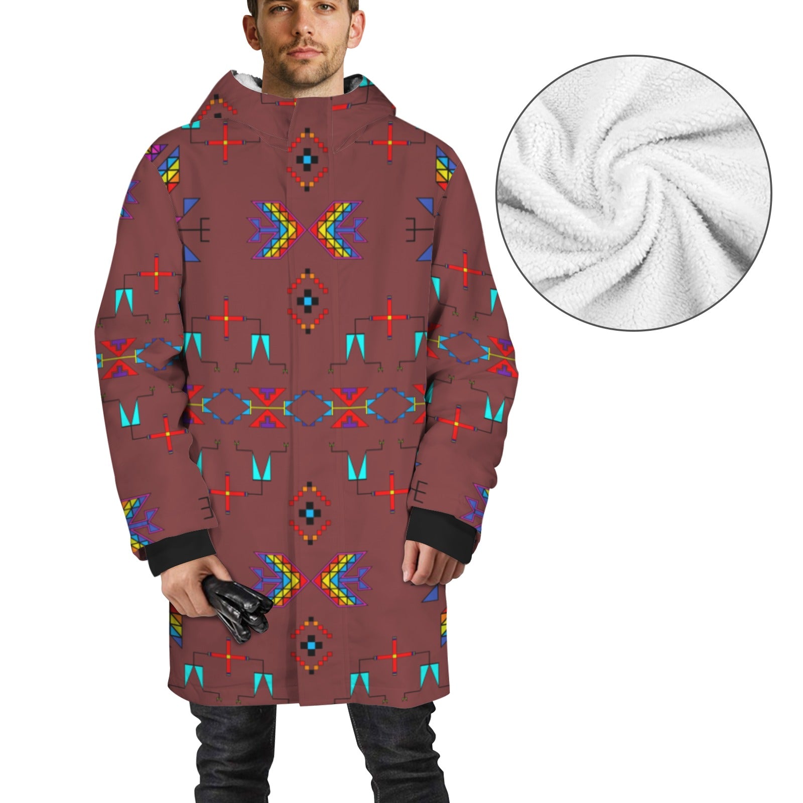 Rainy Chief Rainbow Earth Clay Unisex Sherpa Lined Hooded Coat