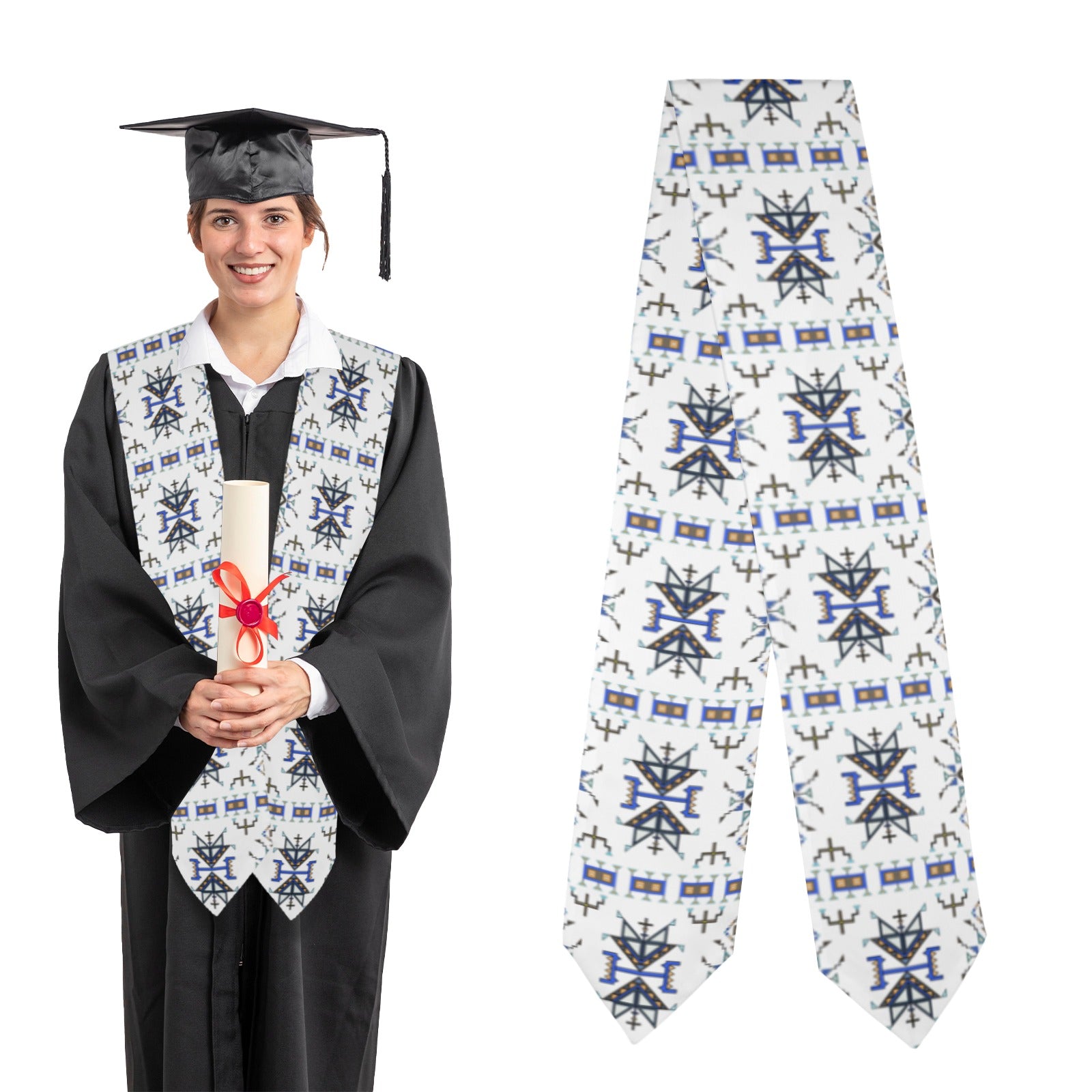 Eagle Strike White Graduation Stole