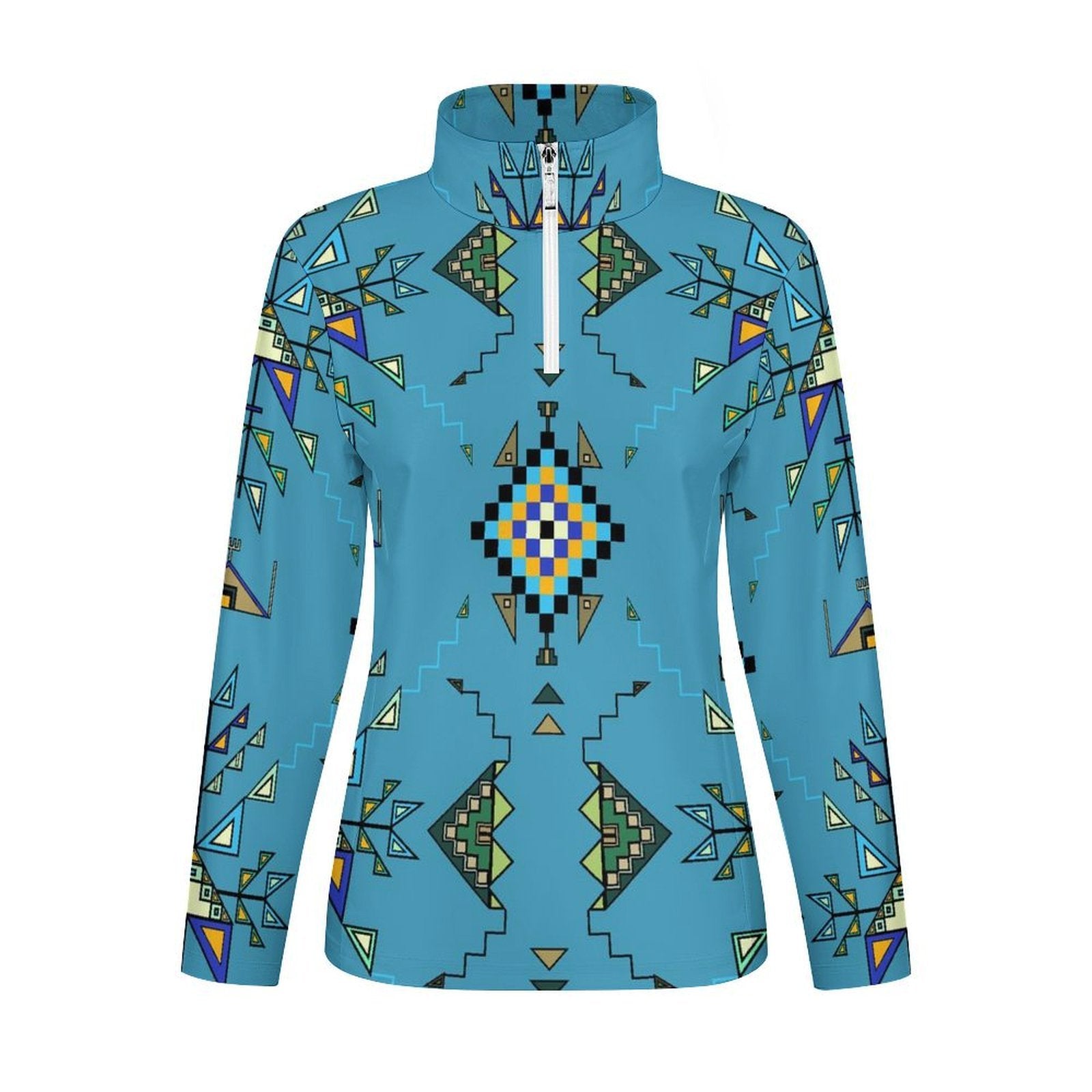 Bear Shield Blue Long Sleeve Yoga Shirt