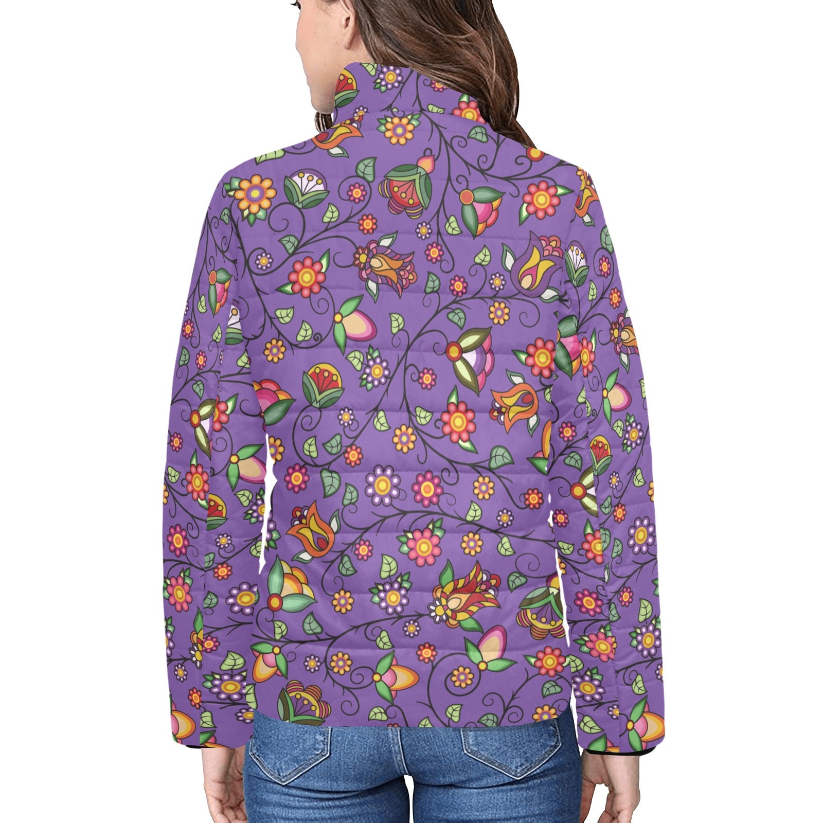 Heartbeat Petals Purple Women's Padded Jacket