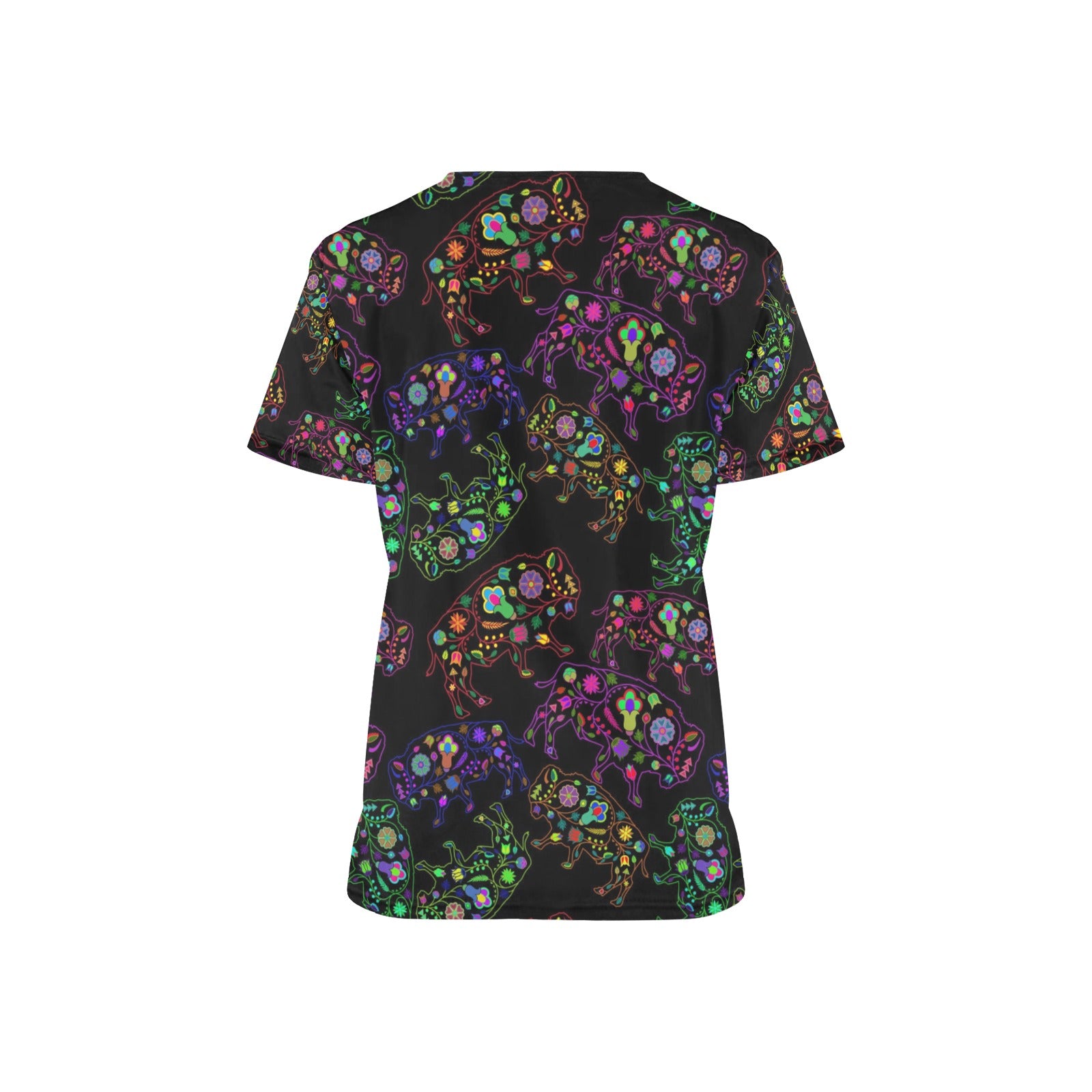 Neon Floral Buffalo Scrub Top