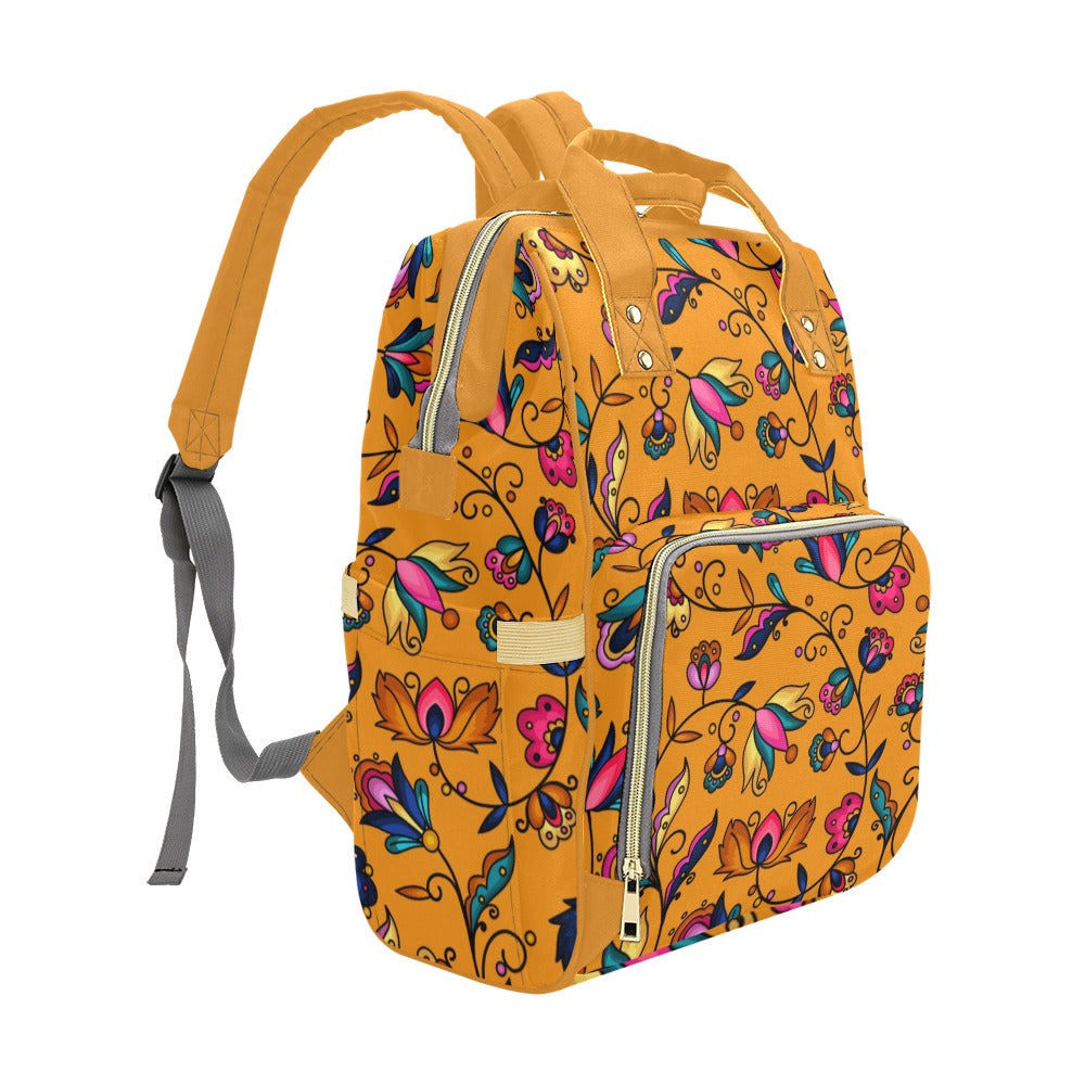 Copper Prairie Petals Orange Multi-Function Diaper Backpack/Diaper Bag