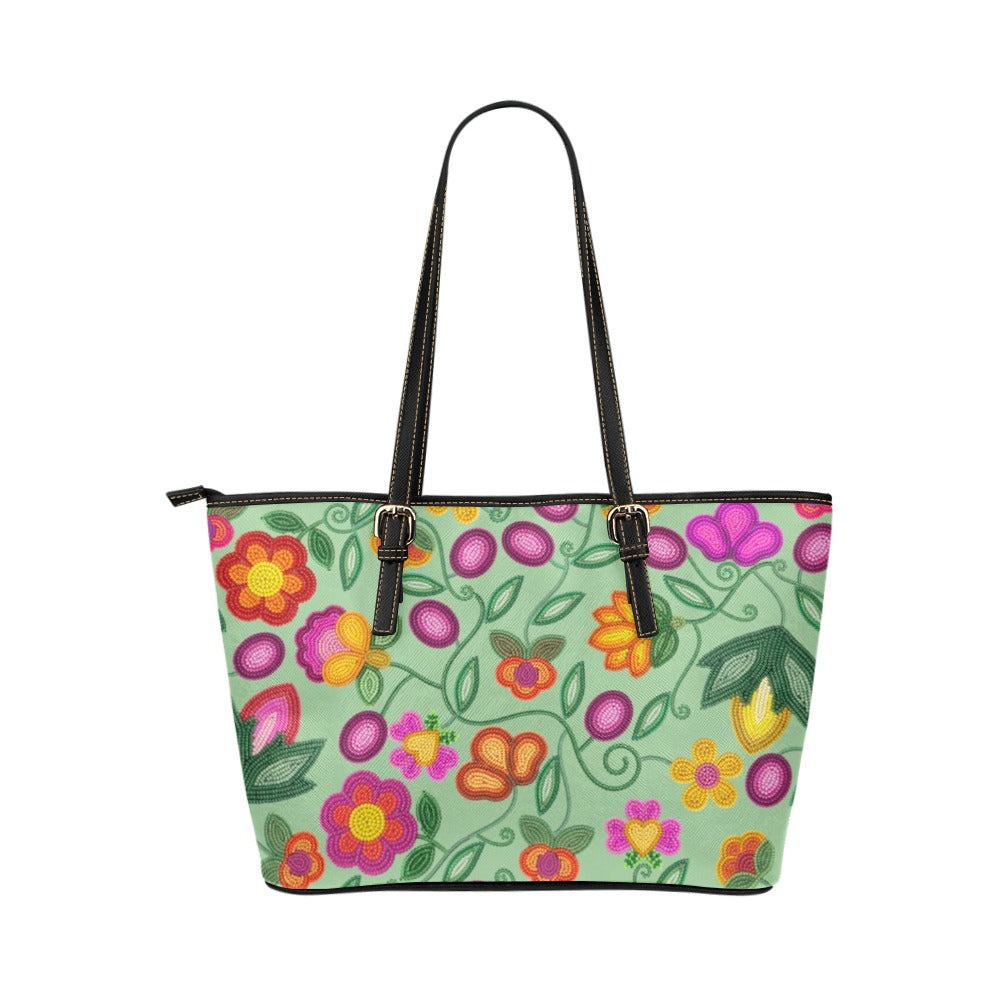 Boreal Bounty Green Leather Tote Bag/Large