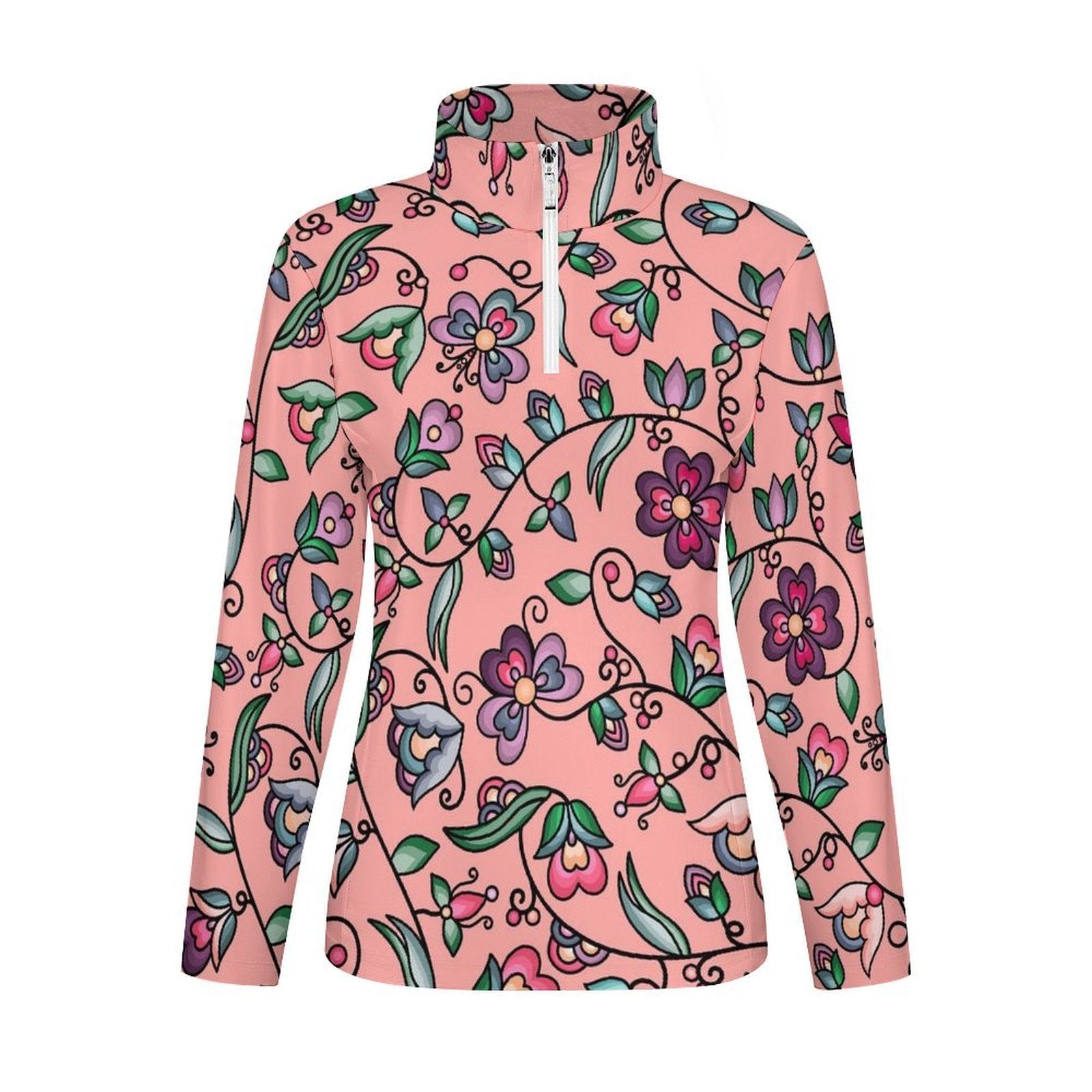 Amber Evening Garland Peach Long Sleeve Yoga Shirt