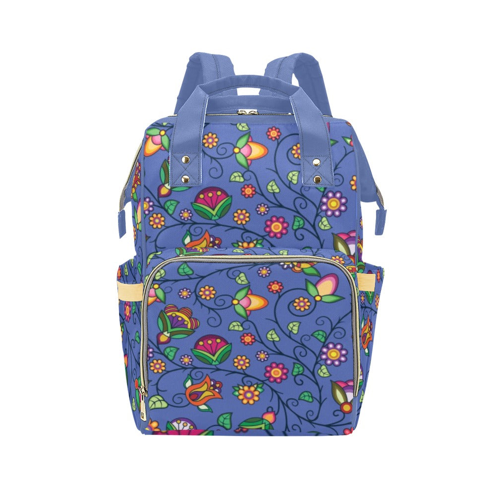 Heartbeat Petals Blue Multi-Function Diaper Backpack/Diaper Bag
