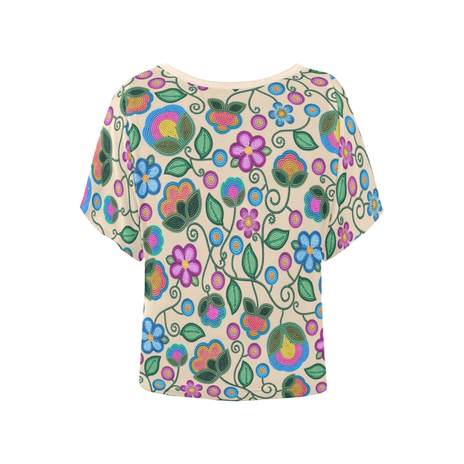 Turquoise Sunbeam Cream Women's Batwing-Sleeved Blouse T-shirt