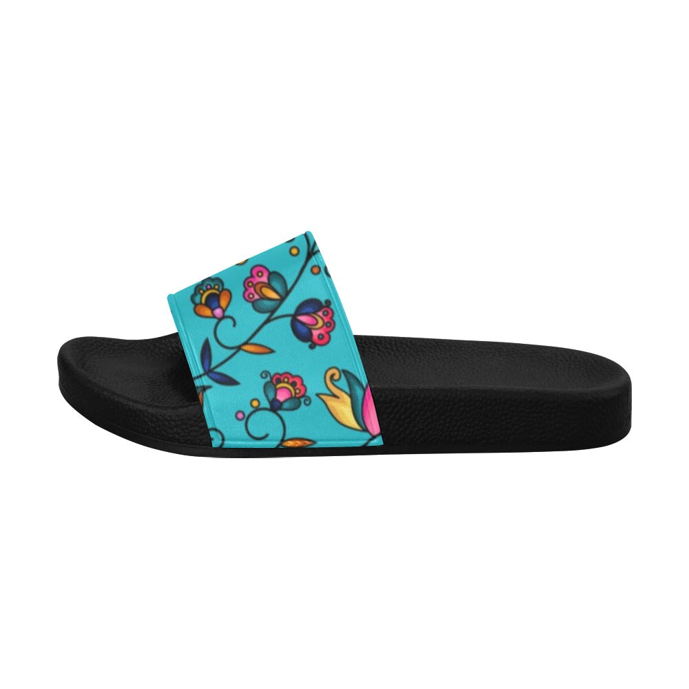 Copper Prairie Petals Turquoise Men's Slide Sandals