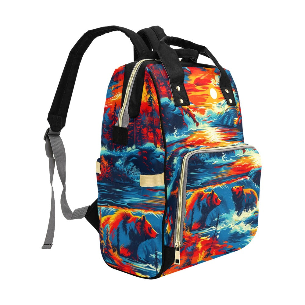 Fishing Bears 2 Multi-Function Diaper Backpack/Diaper Bag