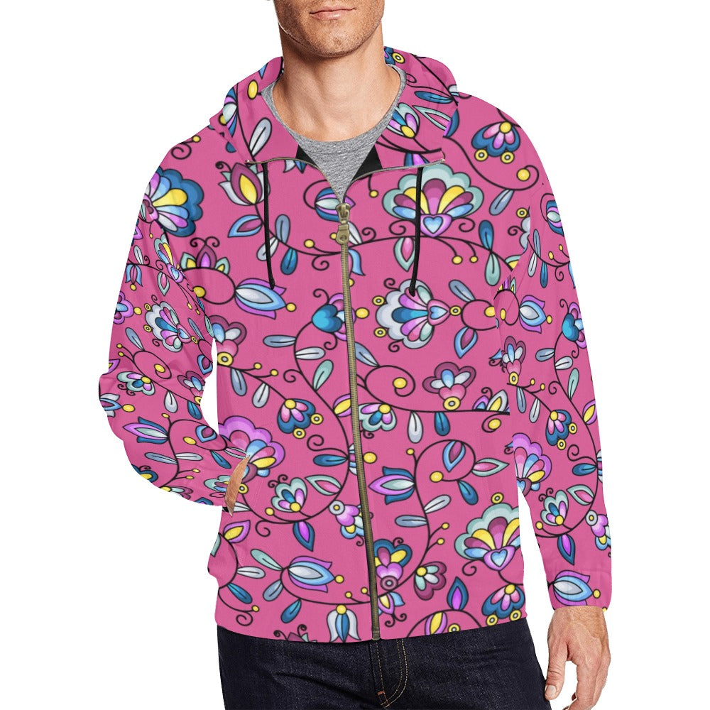 Autumn Bundle Blessing Pink Men's Zipper Hoodie
